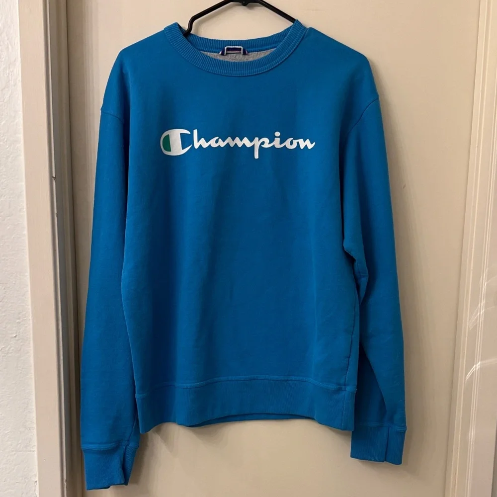 Champion Men's Vibrant Blue Crewneck Sweater - Picture 1 of 5